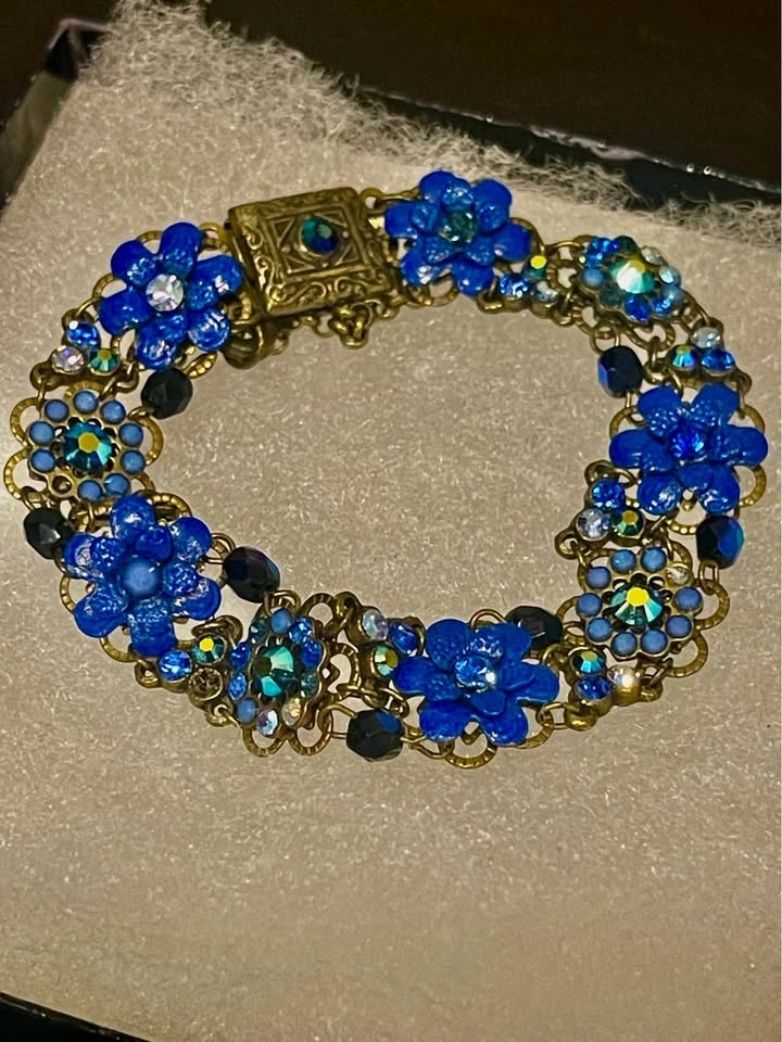 Vintage Michal Negrin Crystal Multicolor Flower Bracelet - photo 3