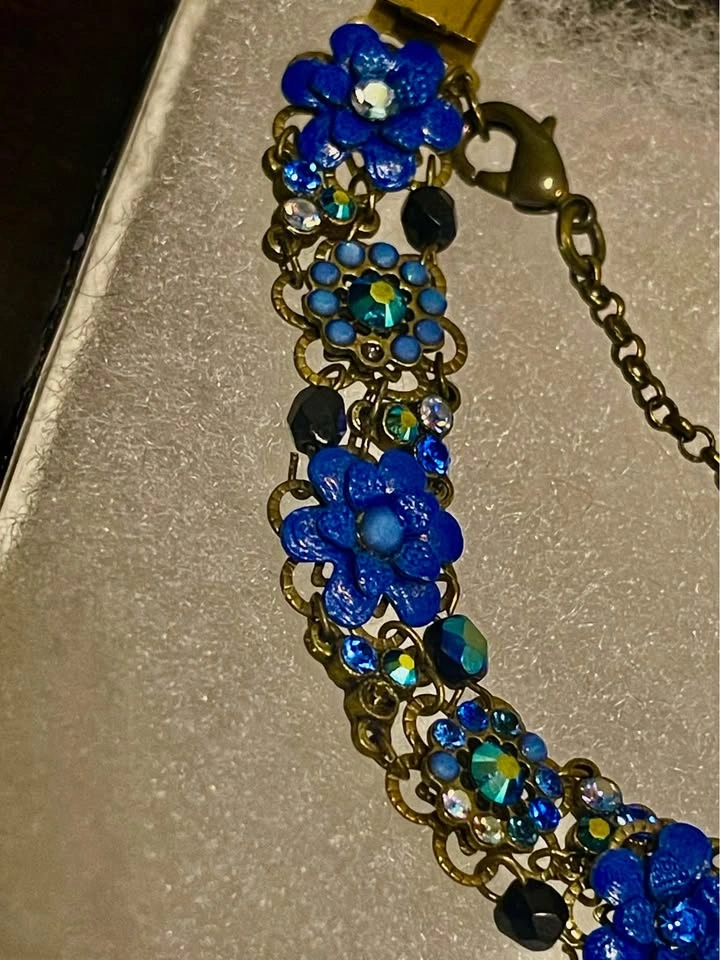 Vintage Michal Negrin Crystal Multicolor Flower Bracelet - photo 5