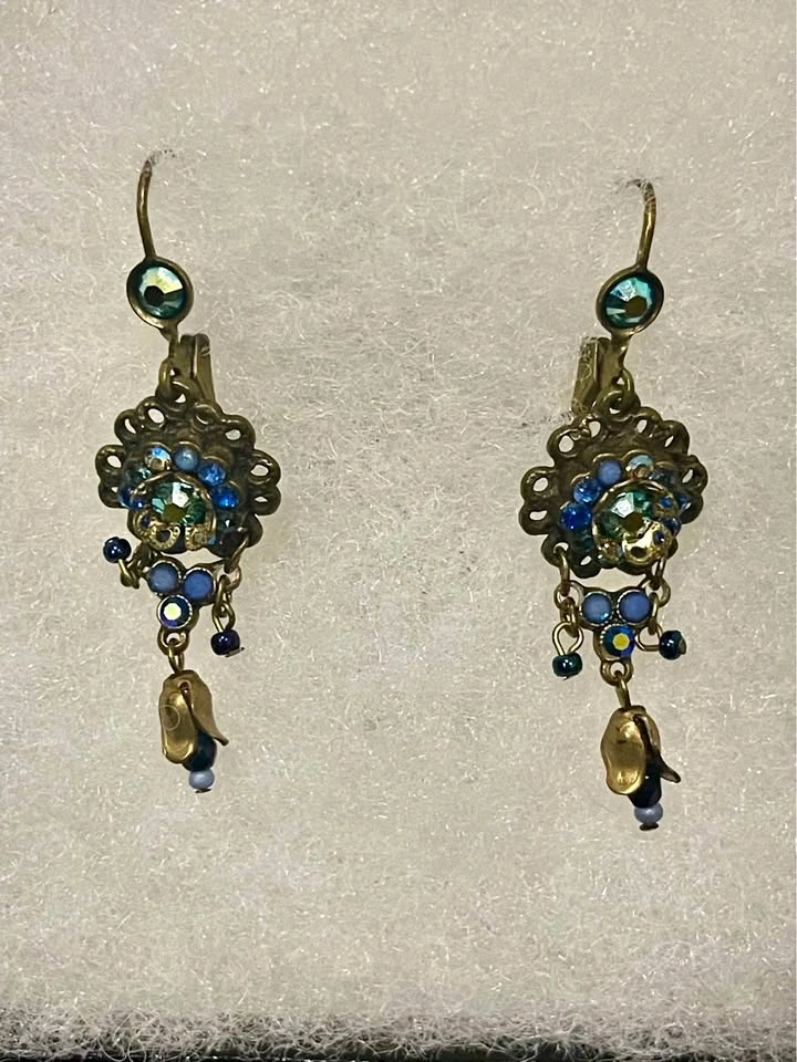 Michal Negrin Earrings Royal Blue With Swarovski Crystals