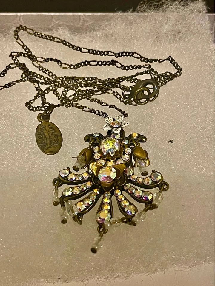 Vintage Michal Negrin Necklace, Multi-Color Swarovski Crystals a