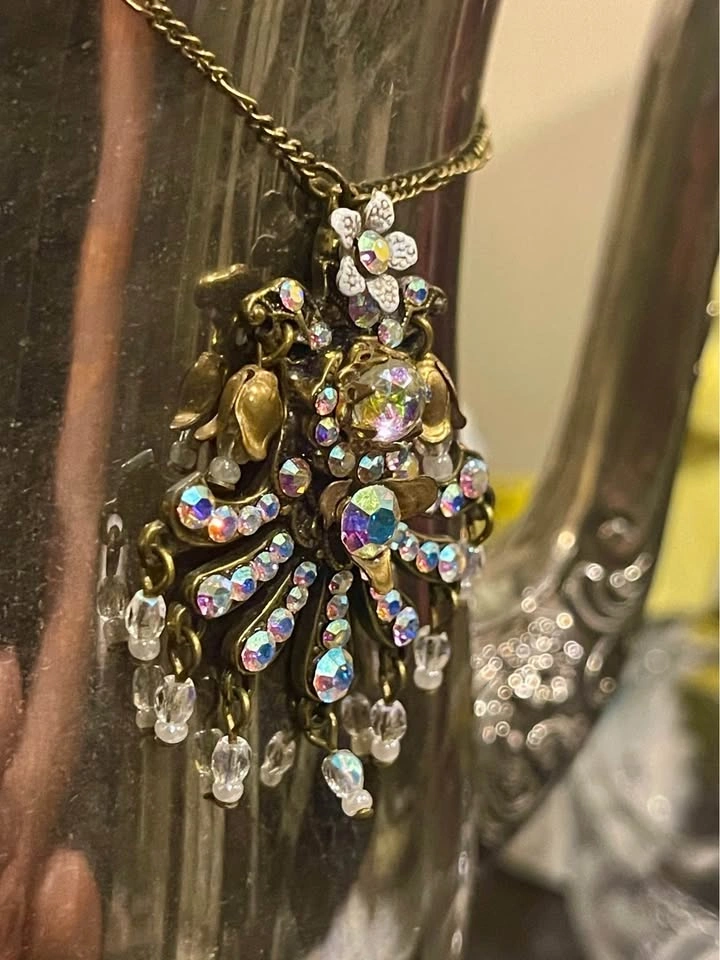 Vintage Michal Negrin Necklace, Multi-Color Swarovski Crystals a - photo 3