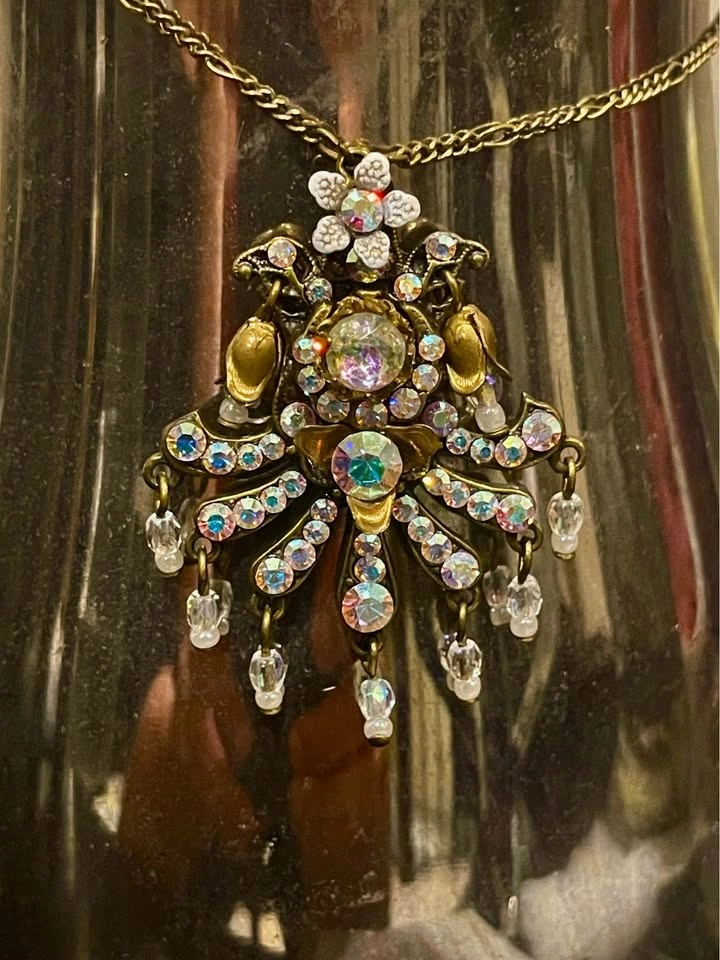 Vintage Michal Negrin Necklace, Multi-Color Swarovski Crystals a - photo 4