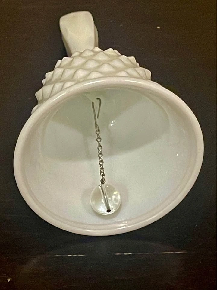 Vintage Fenton Bell - 5 1/2 inches tall - milk glass with hobnai - photo 3
