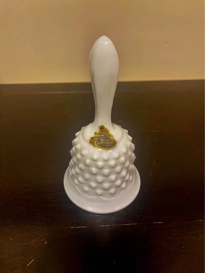Vintage Fenton Bell - 5 1/2 inches tall - milk glass with hobnai - photo 4
