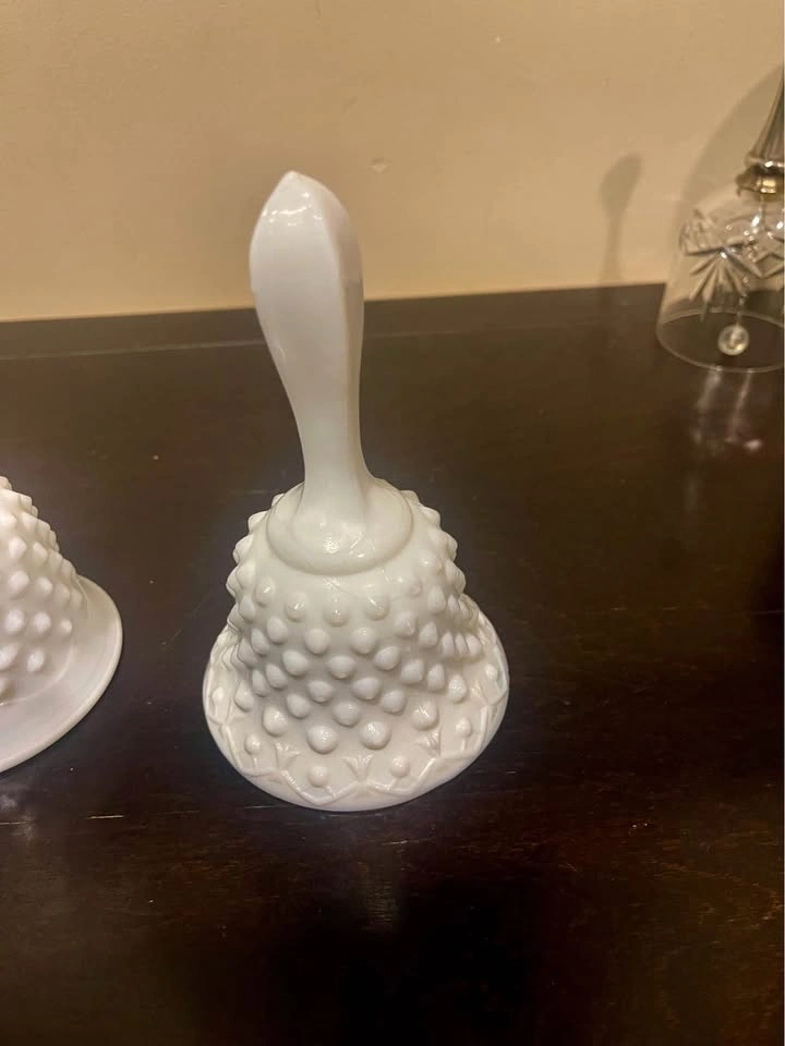 Vintage Fenton Bell - 5 1/2 inches tall - milk glass with hobnai - photo 5