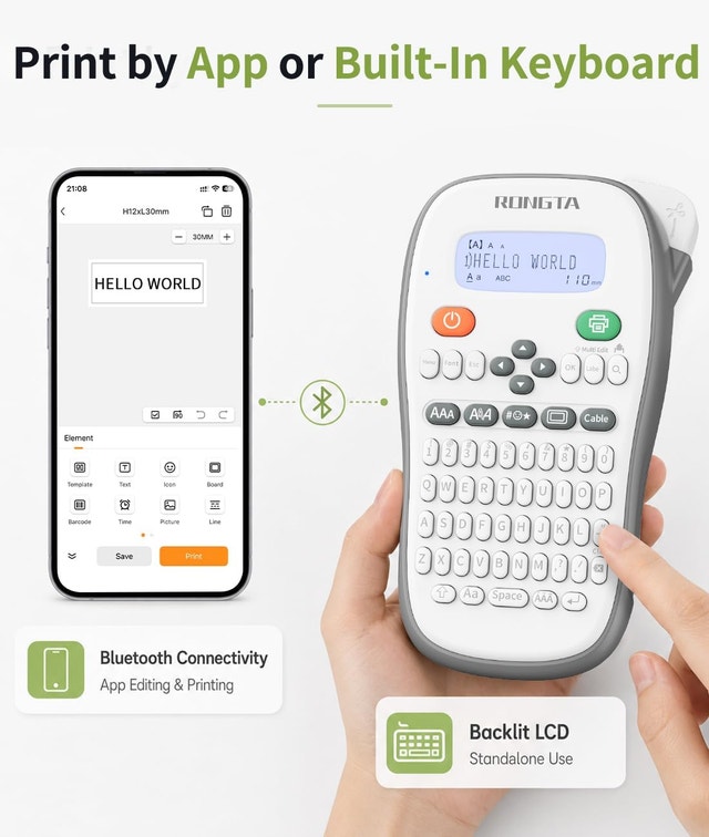 Rongta TH110 Bluetooth Handheld Label Maker Machine - photo 2