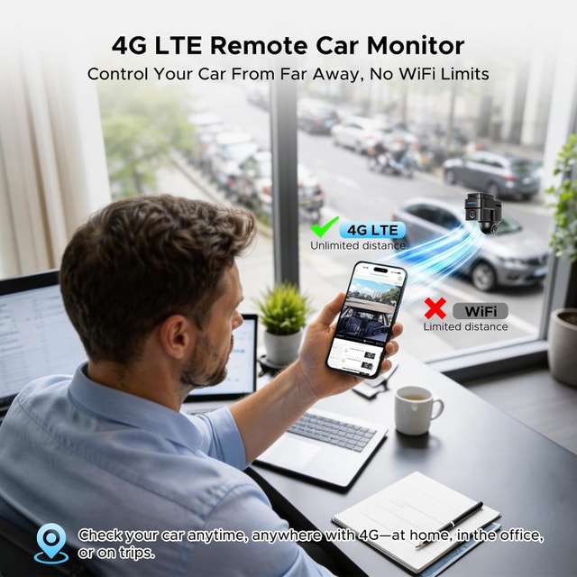 LAMTTO 4G LTE Dash Cam with Live View, Dual Dash Camera - photo 4
