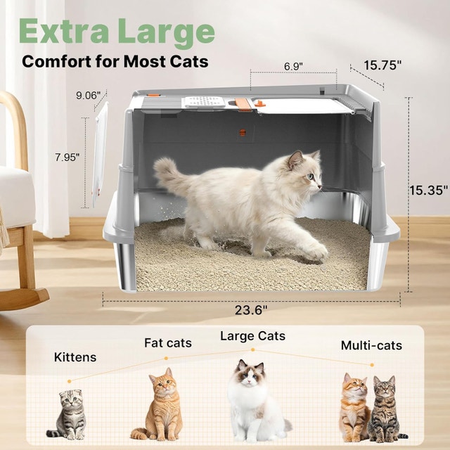 Stainless Steel Litter Box with Flip Lid, XL Extra - photo 2