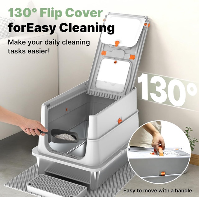 Stainless Steel Litter Box with Flip Lid, XL Extra - photo 3