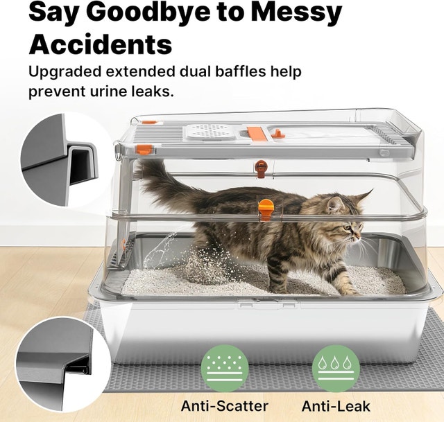 Stainless Steel Litter Box with Flip Lid, XL Extra - photo 4