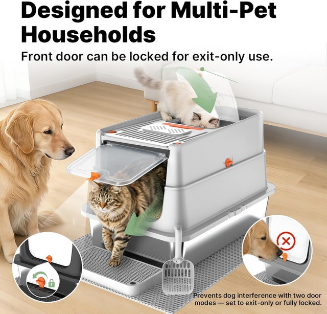 Stainless Steel Litter Box with Flip Lid, XL Extra - photo 5