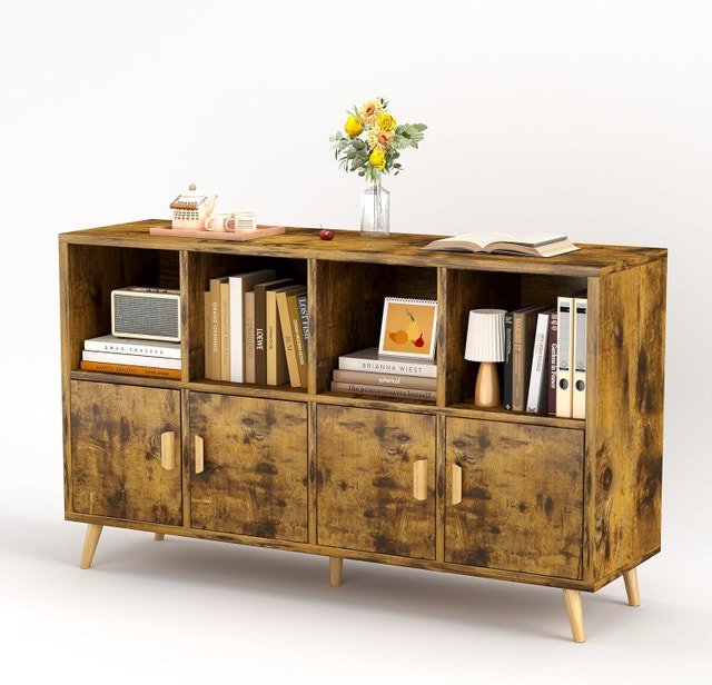 COTUBLR 8 Cube Bookshelf, 2 Tier 47" Wood Bookcase