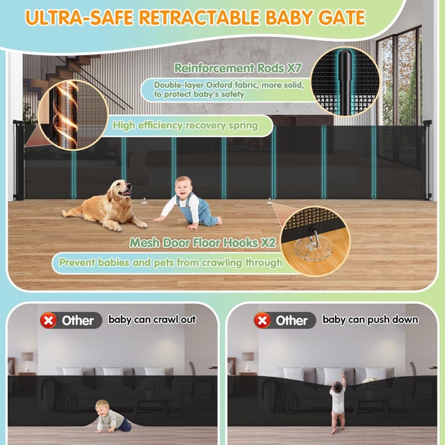 236" Retractable Baby Gate with Reinforced Mesh - photo 4