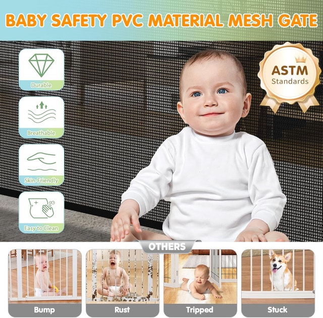 236" Retractable Baby Gate with Reinforced Mesh - photo 5