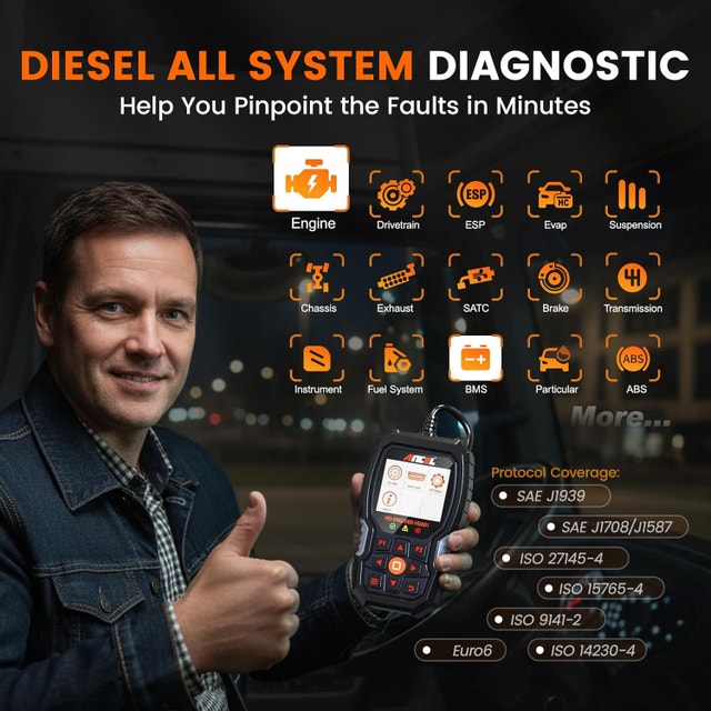 Heavy Duty Truck Scanner HD601 Full System Diesel - photo 2