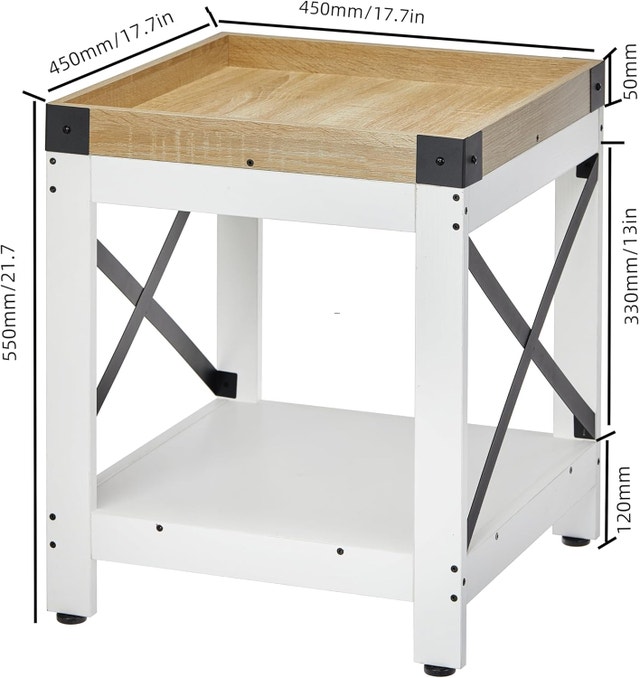 Side Table with Charging Station, Square End - photo 3