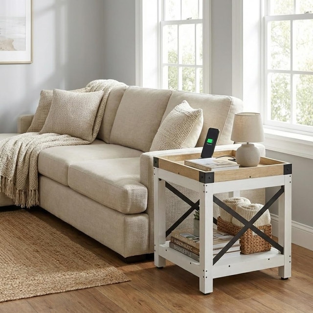 Side Table with Charging Station, Square End - photo 5