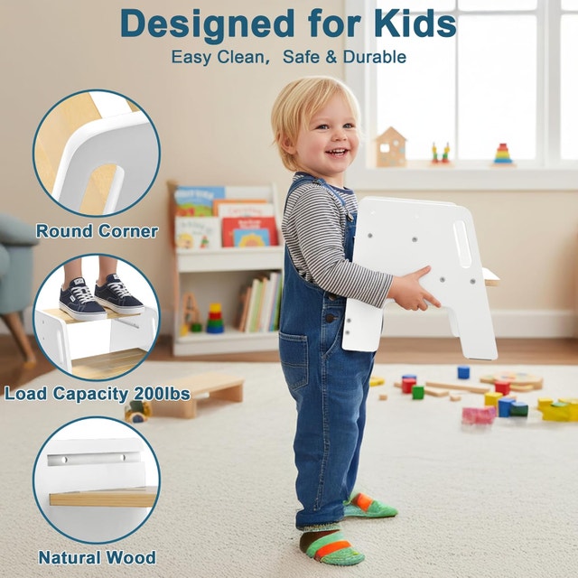 Toddler Wooden Step Stool, with Rounded Corners - photo 4
