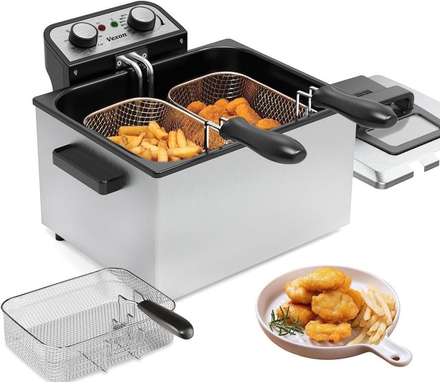 1800W Large Electric Deep Fryer with 3 Frying Baskets