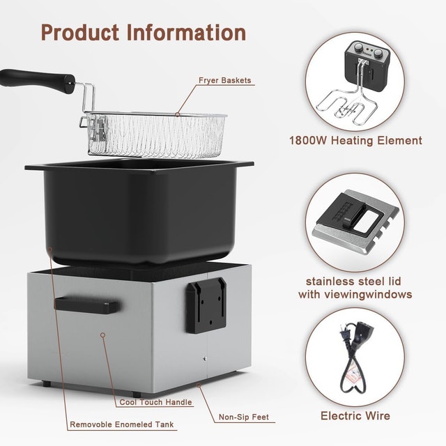 1800W Large Electric Deep Fryer with 3 Frying Baskets - photo 4