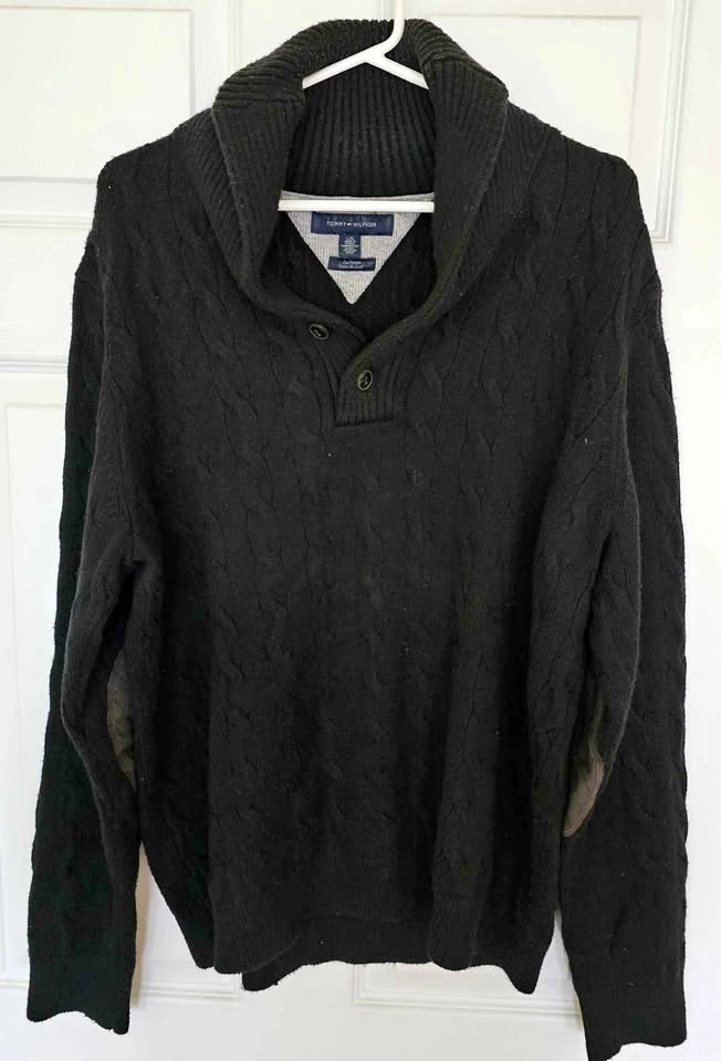 Tommy Hilfiger Men's Cable Knit Shawl Collar Sweater - Size L