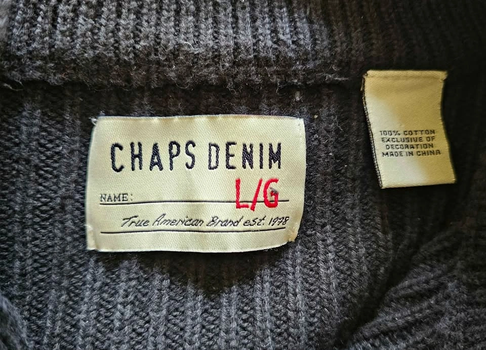 Chaps Denim Men's 100% Cotton Mock Neck Button Sweater - Size L - photo 2