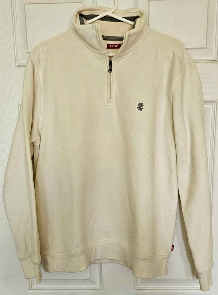 IZOD Men's Quarter Zip Fleece Pullover Sweater - Size M