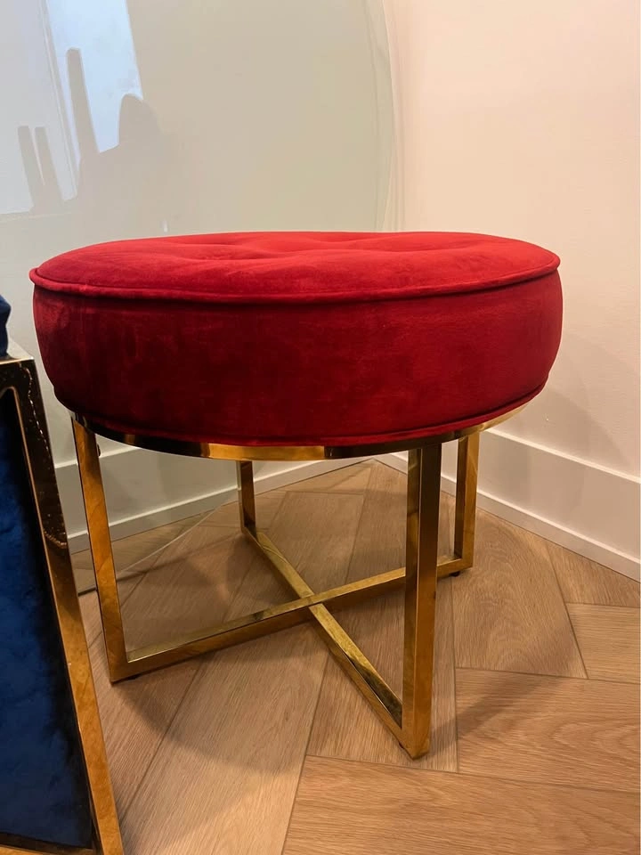 Velvet Gold Accent Stools / Ottomans – Modern Glam - photo 3