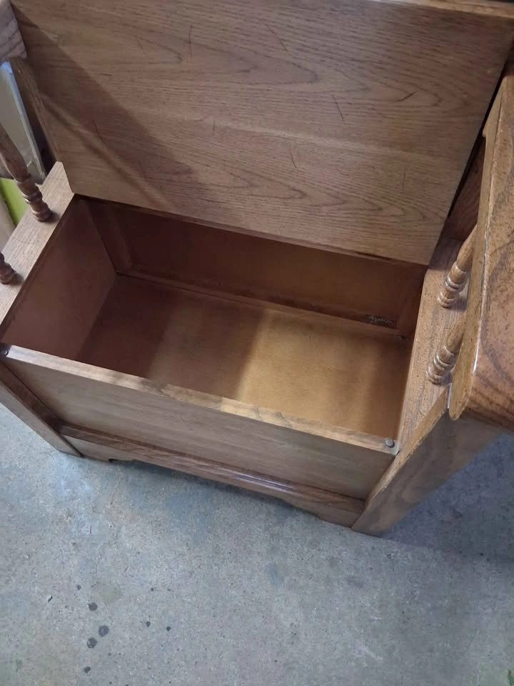 Vintage Oak Hall Tree with Storage Bench - photo 2