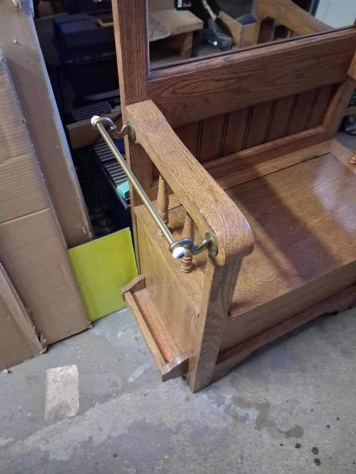 Vintage Oak Hall Tree with Storage Bench - photo 3