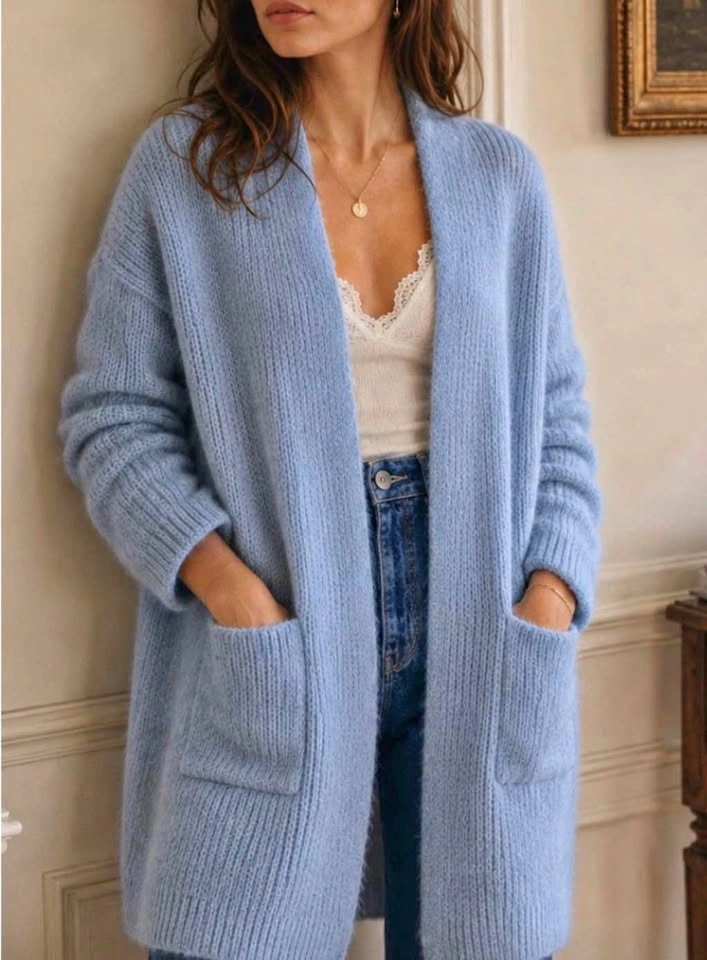 American Dreams Betsy light blue open cardigan, S