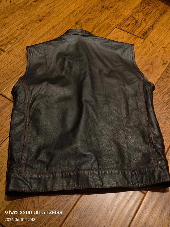 Decimal west coast Leather Biker Vest Small - photo 4