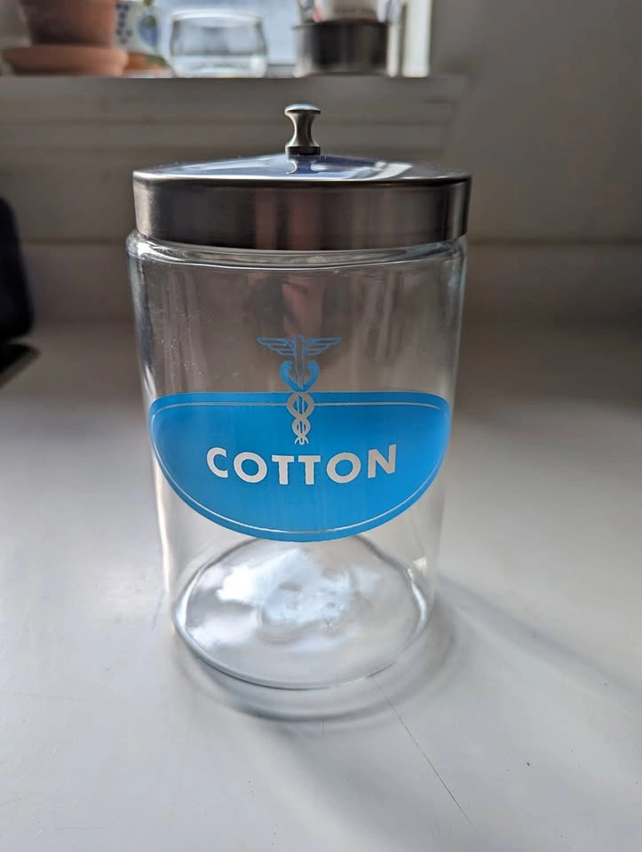Vintage Cotton Apothecary Jar