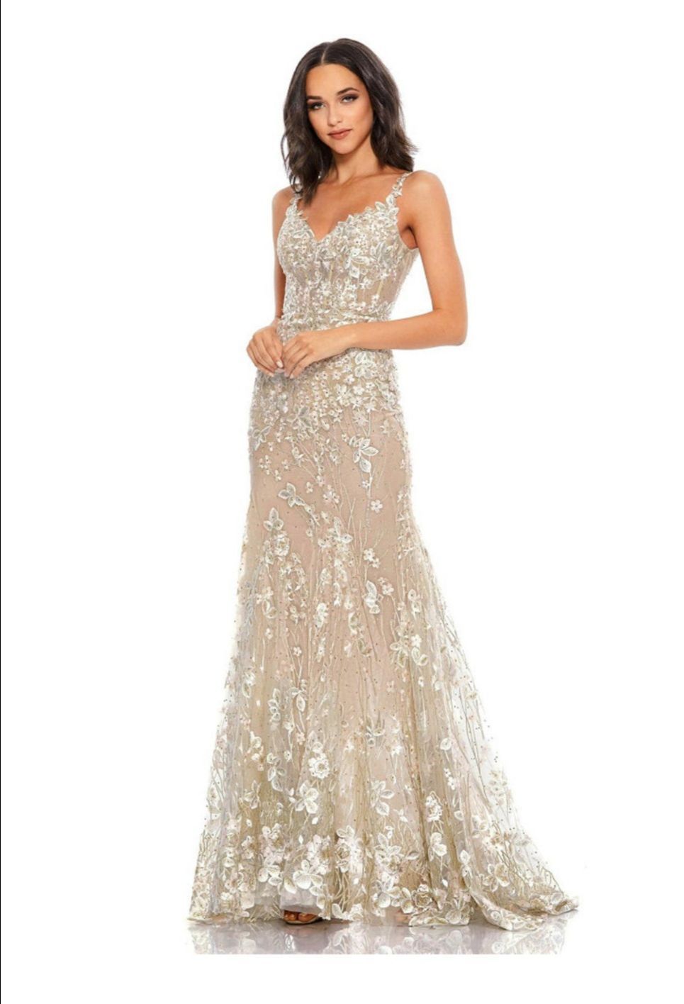 Mac Duggal Floral Embroidered Corset Gown – Brand New!