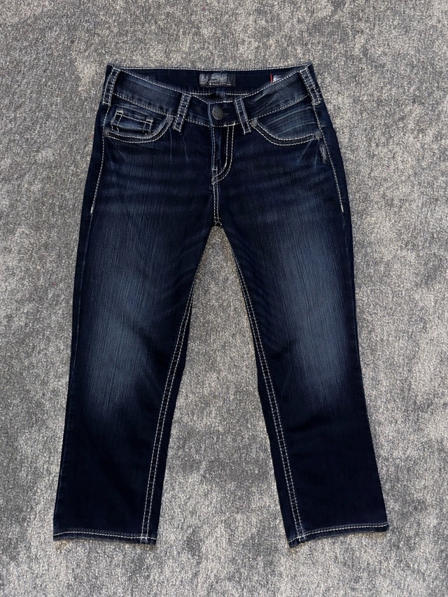 woman’s stretchy sliver jeans size 28W/22L - photo 2