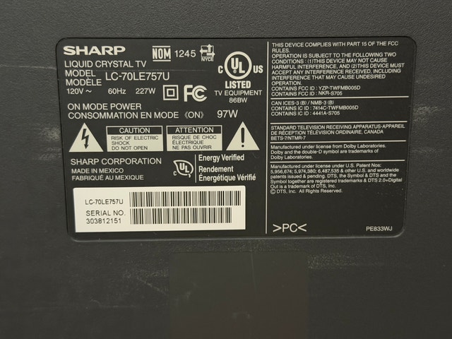 70" LED Smart TV (Sharp, Model LC-70LE757U) - photo 3