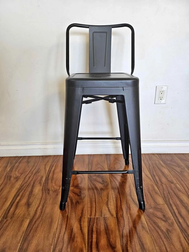 Black Metal Tolix Style Bar Stool
