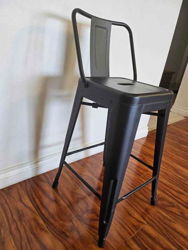 Black Metal Tolix Style Bar Stool - photo 2