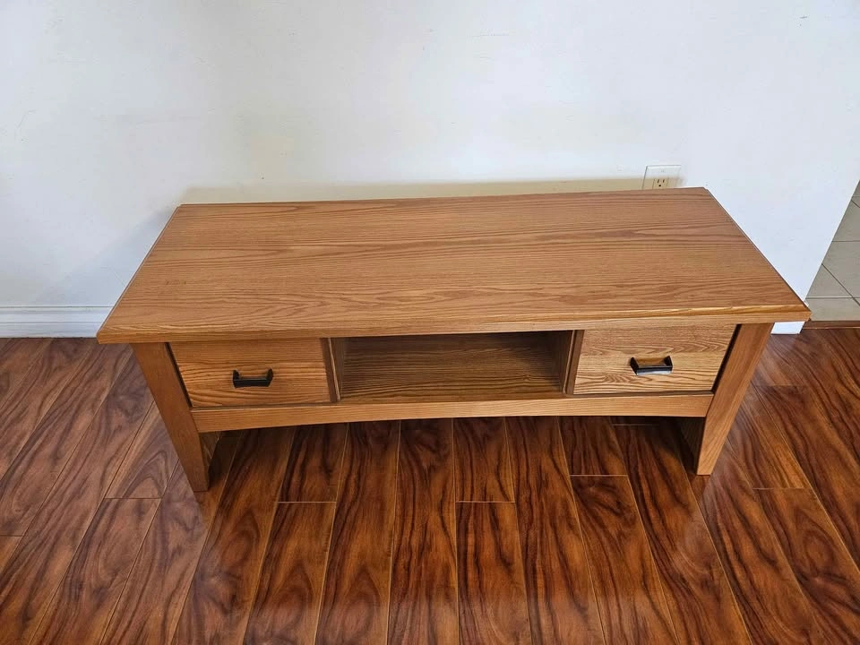 Oak Finish Coffee Table with Drawers - photo 3