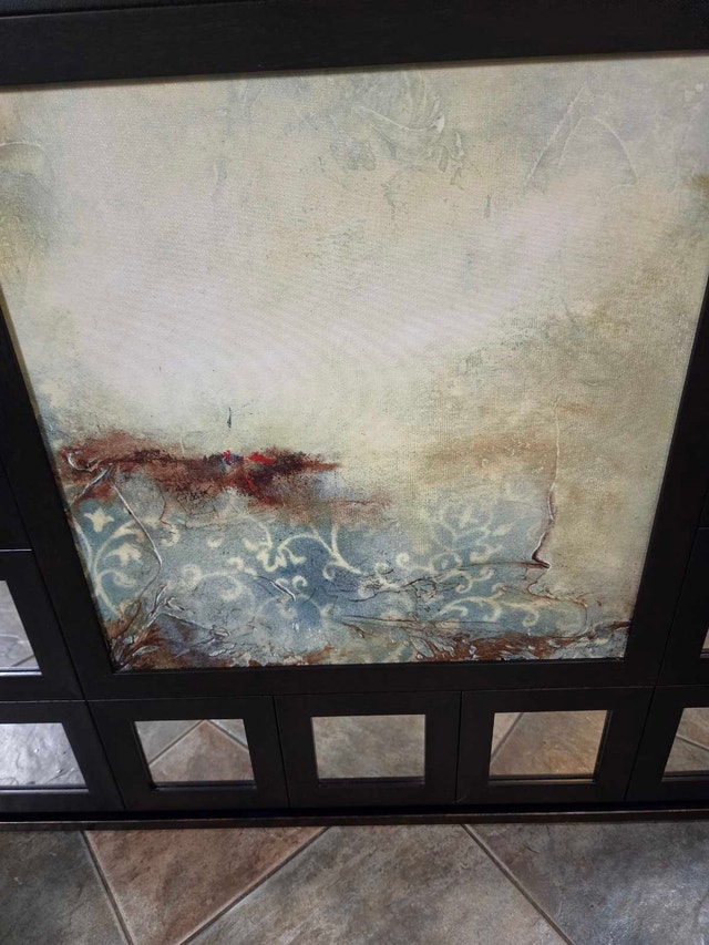 Large abstract artwork with a 16 grid mirror frame. 40 x 40 inch - photo 5