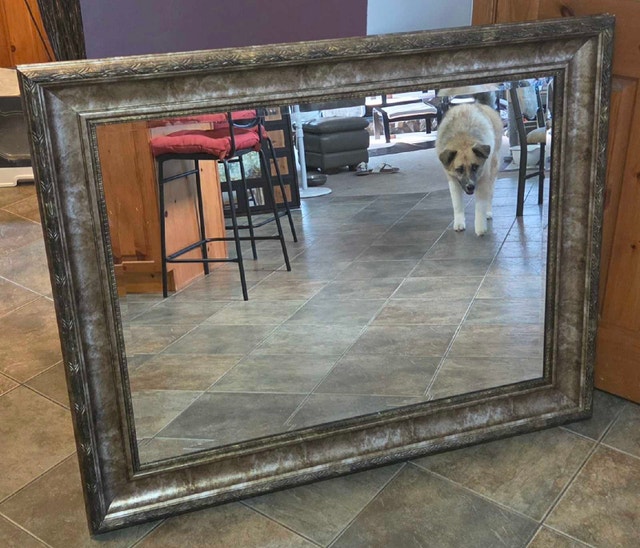 Antiqued Pewter Extra Large Wide Frame Wall Mirror 50x40 - photo 5