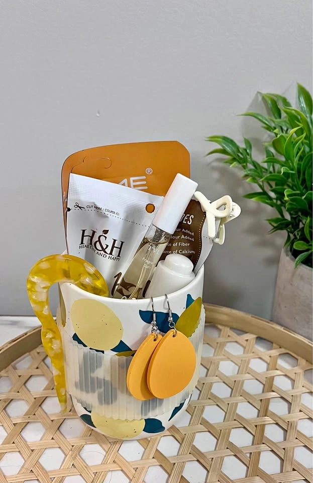 Lemon Self-Care Gift Set – Mug, Skincare, Snacks & Accessories