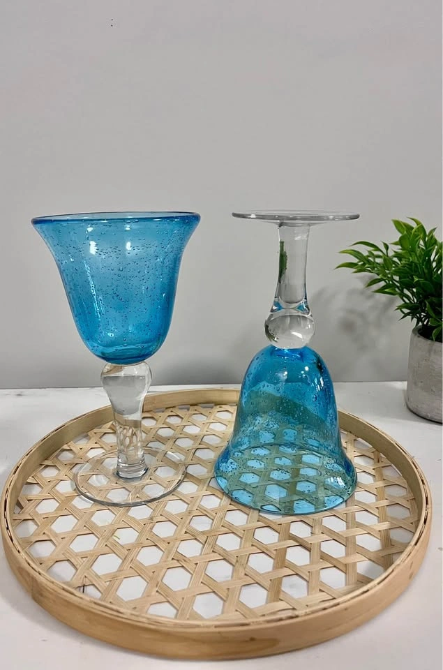 Artland Iris Blue Bubble Glass Goblets – Set of 2 - photo 2
