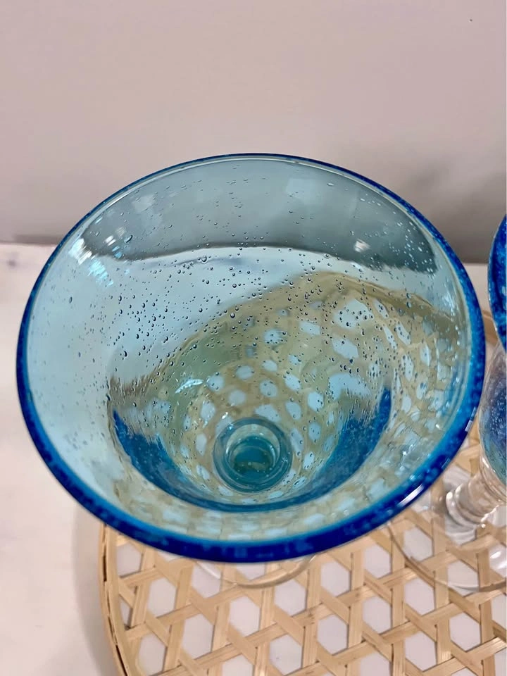 Artland Iris Blue Bubble Glass Goblets – Set of 2 - photo 3
