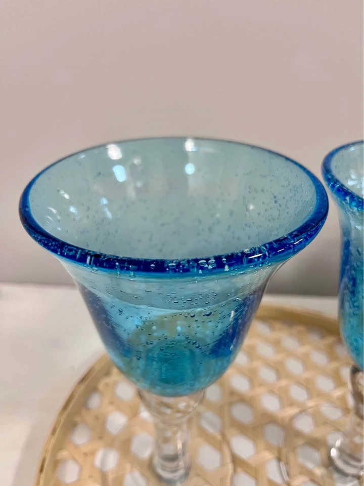 Artland Iris Blue Bubble Glass Goblets – Set of 2 - photo 4