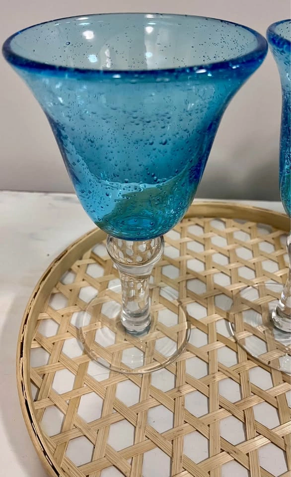 Artland Iris Blue Bubble Glass Goblets – Set of 2 - photo 5
