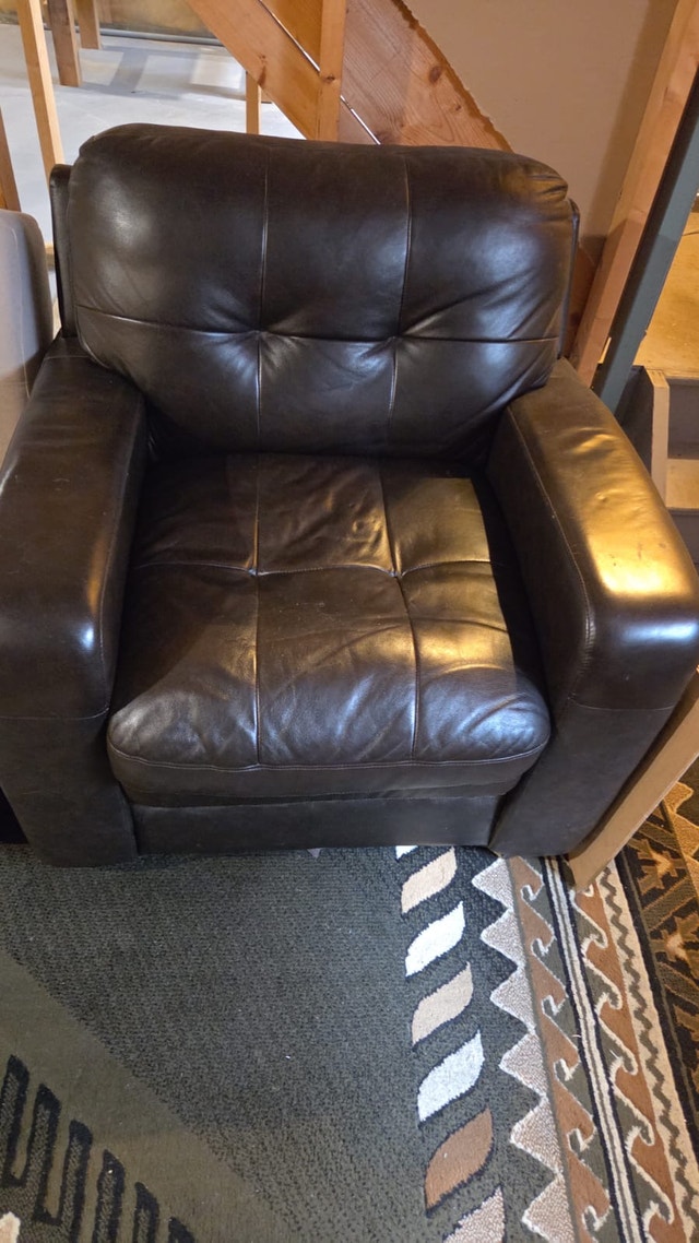Dark Brown Leather Tufted Armchair