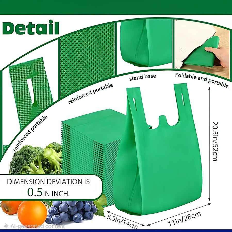 Bulk Set of 50 Green Reusable Shopping Bags - photo 2