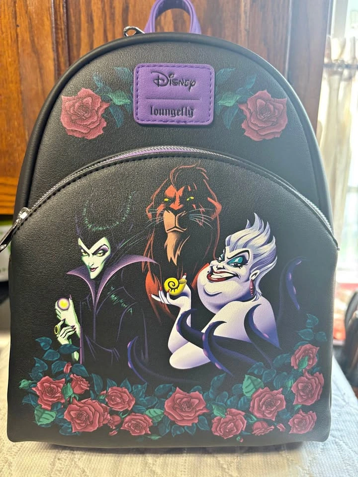 Loungefly Disney Villains Trio Roses Mini Backpack and Wallet