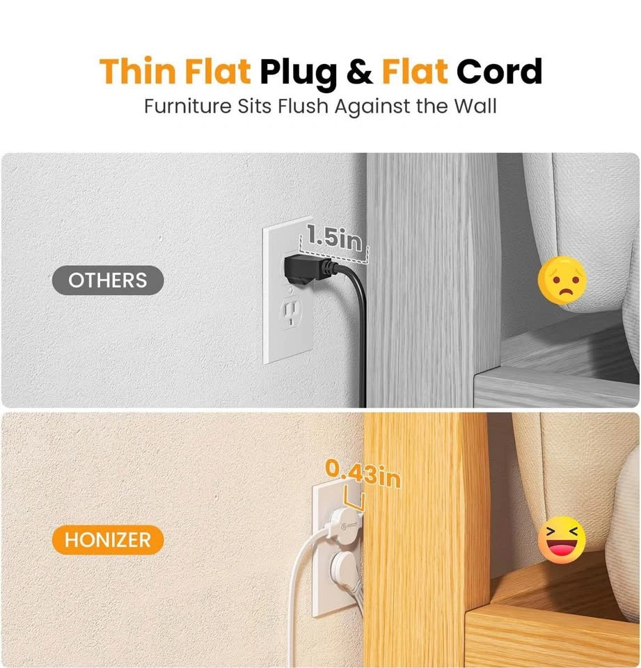 12FT Split Flat Extension Cord USB C 20W, Twin Flat Plug - photo 3